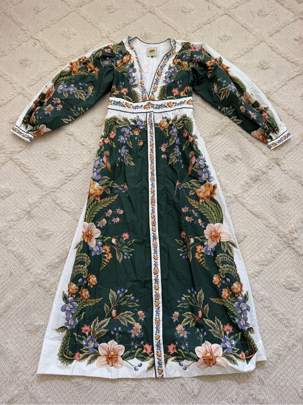 Farm Rio Nature Green Long Sleeve Maxi Dress - Picture 4 of 7